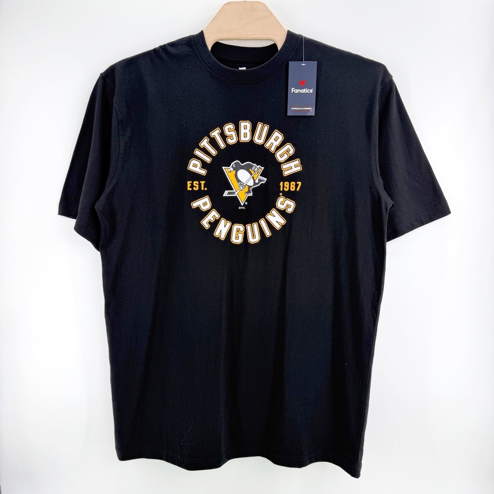 Fanatics Pittsburgh Penguins NHL T-Shirt XLT Cotton Black Hockey Fan Sportswear